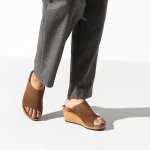 Papillio by Birkenstock Namica Suede Wedge Sandals Tea mink